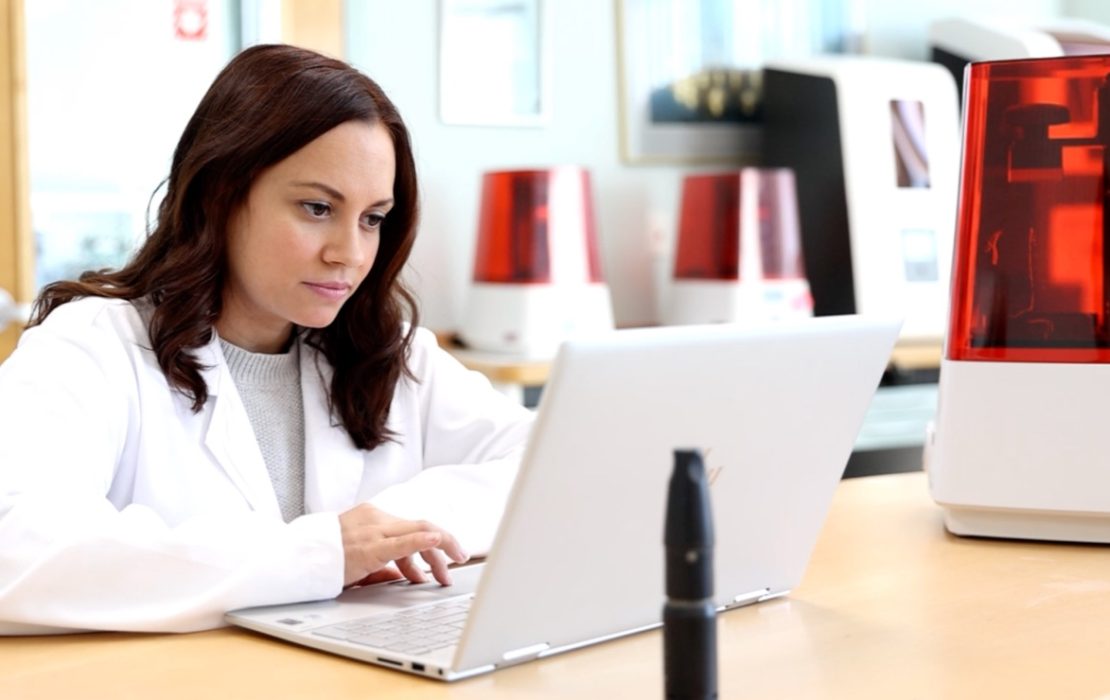 Technician using a laptop